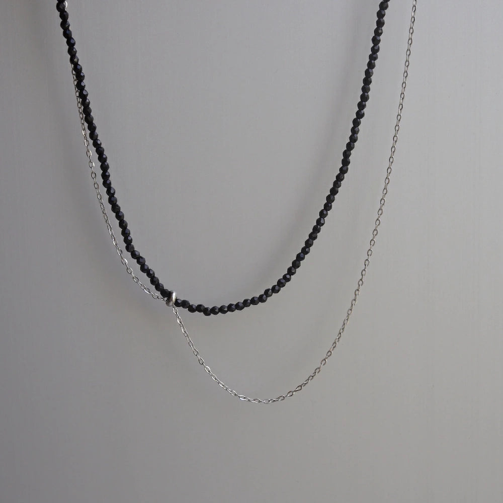 N237 stainless black beads necklace