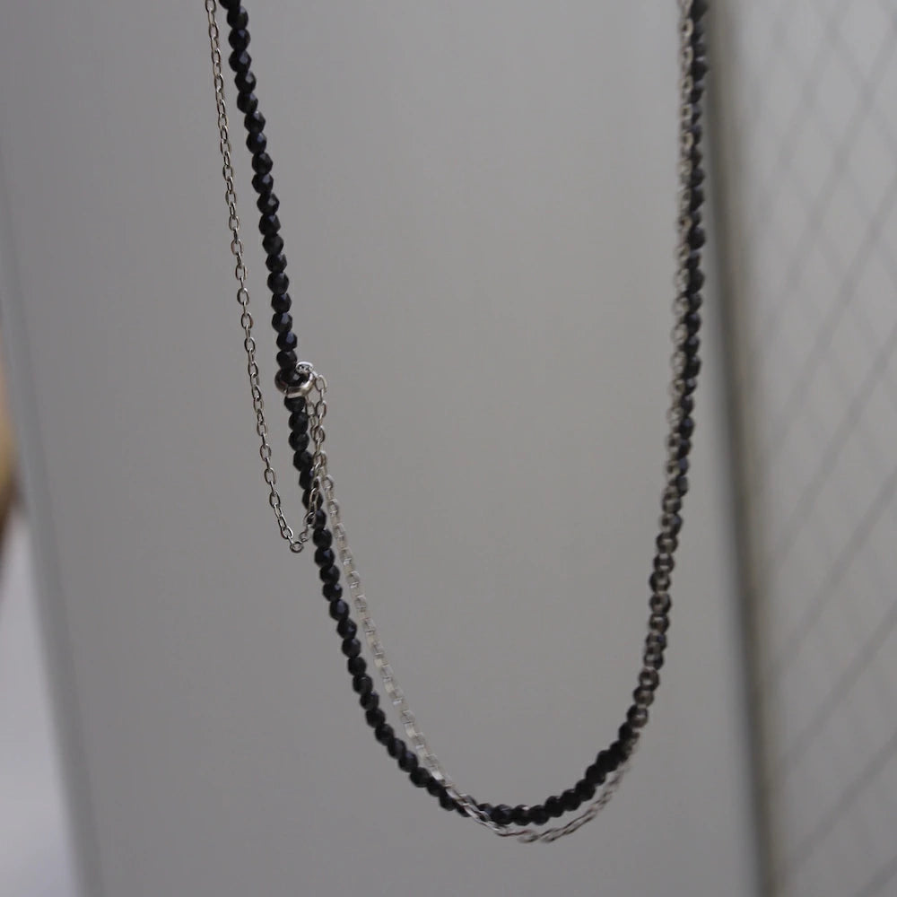 N237 stainless black beads necklace