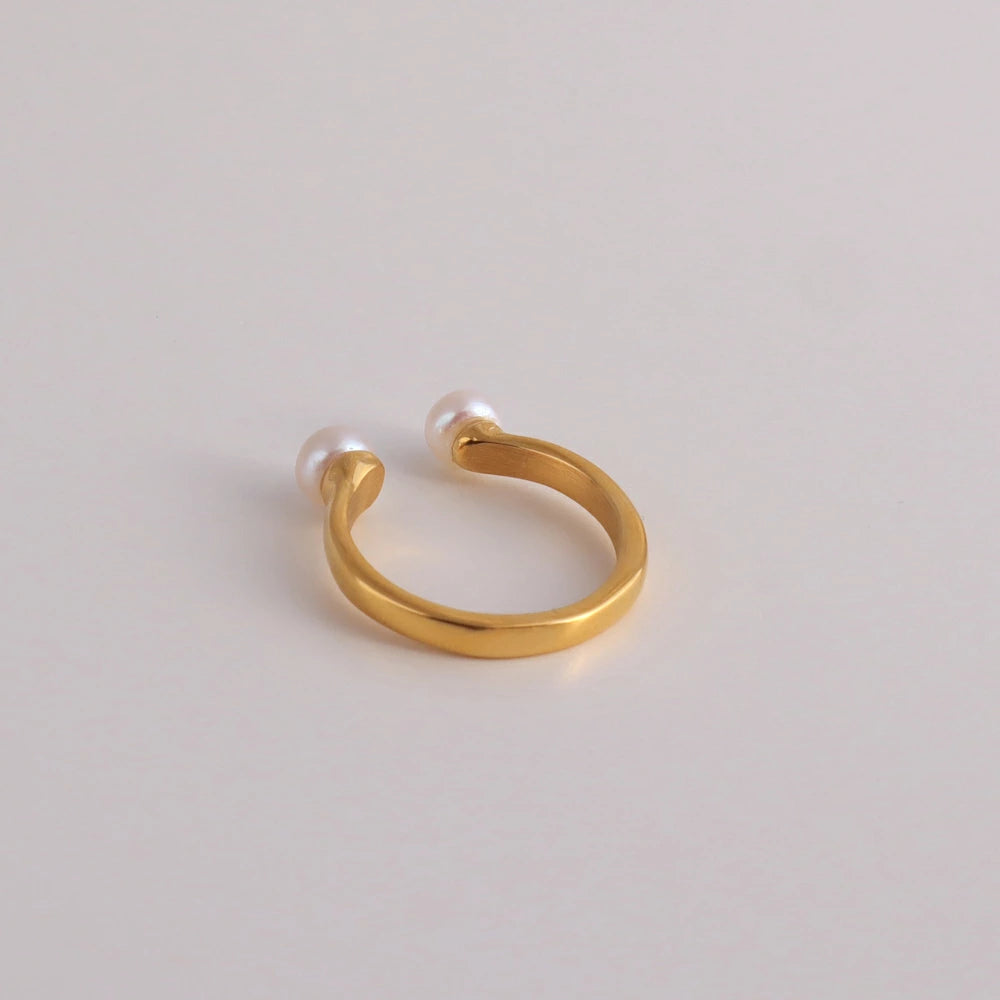 R053 stainless double pearl ring