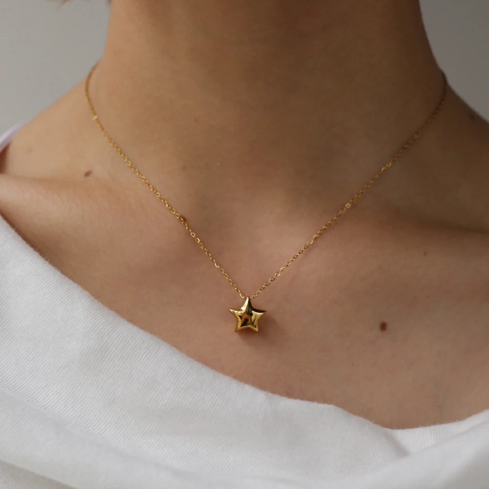 N241 stainless star gold necklace