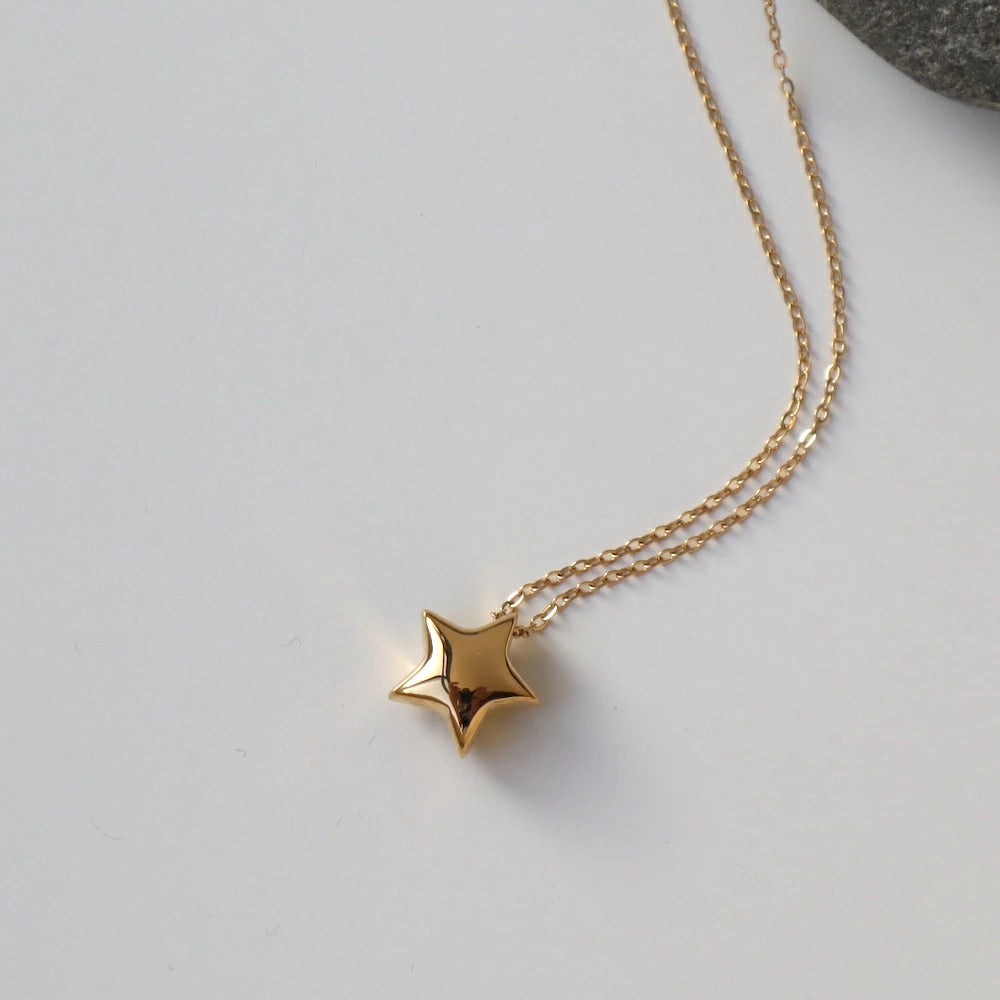 N241 stainless star gold necklace