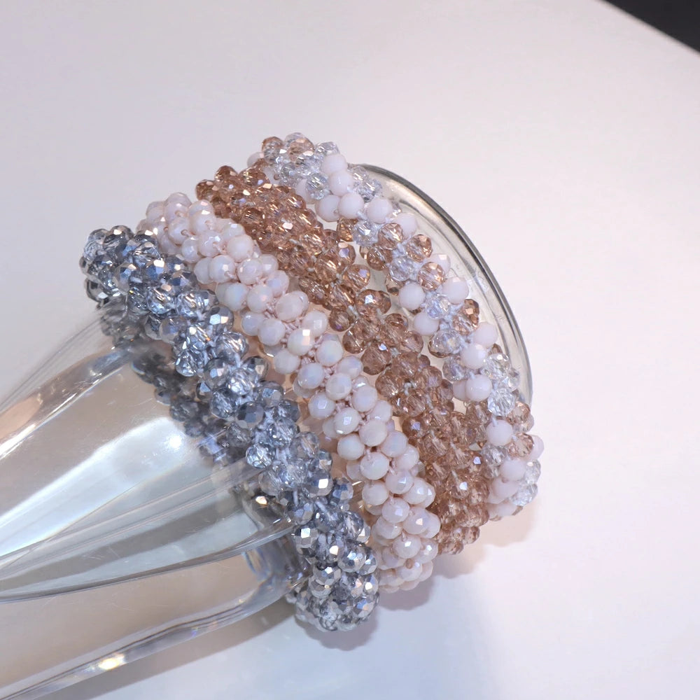 H028 crystal glass beads scrunchie