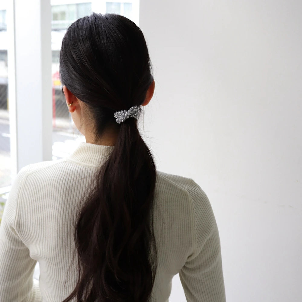 H028 crystal glass beads scrunchie