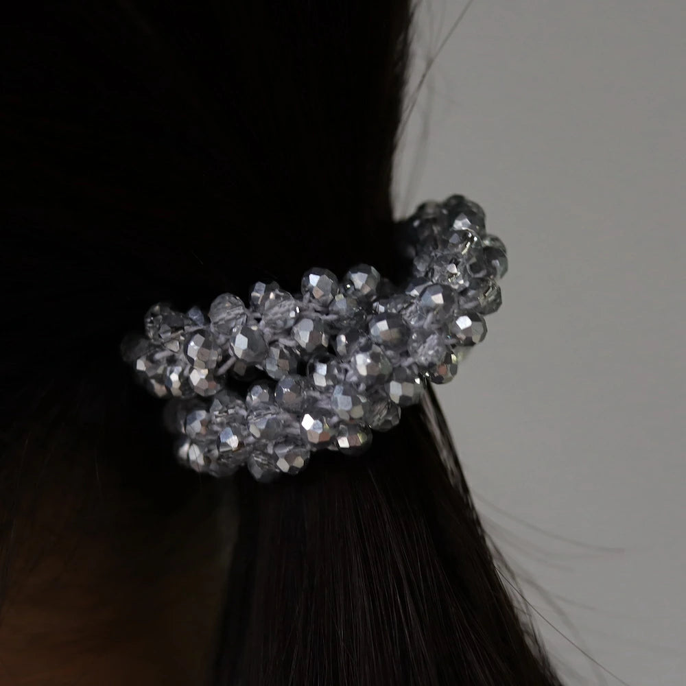 H028 crystal glass beads scrunchie