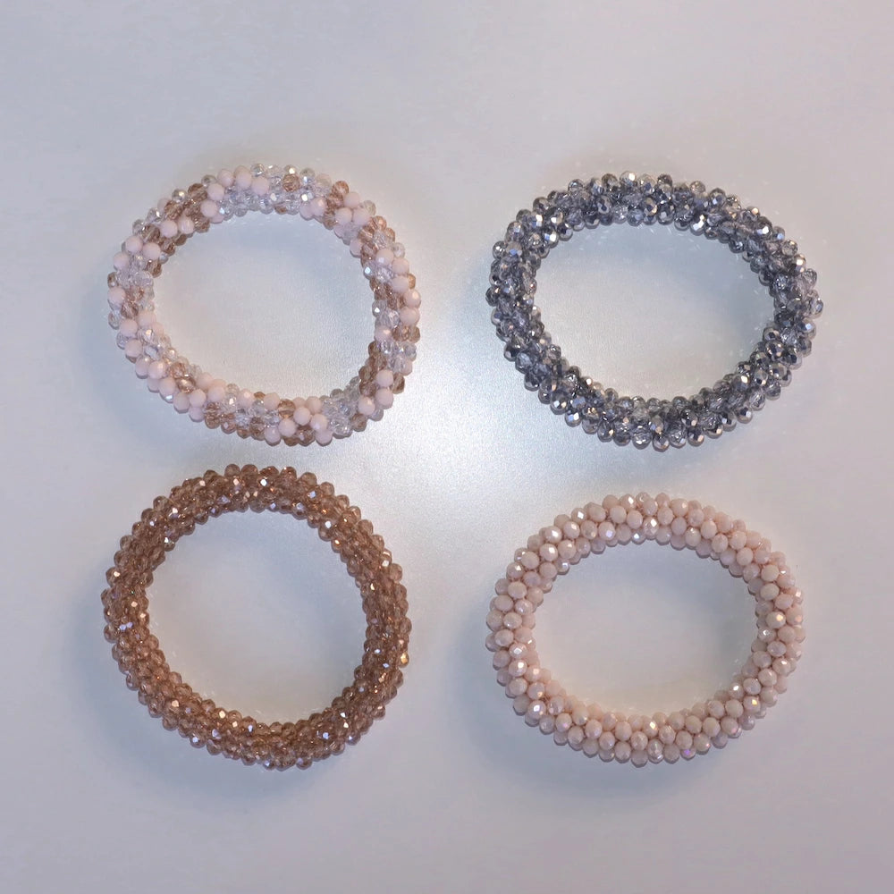 H028 crystal glass beads scrunchie