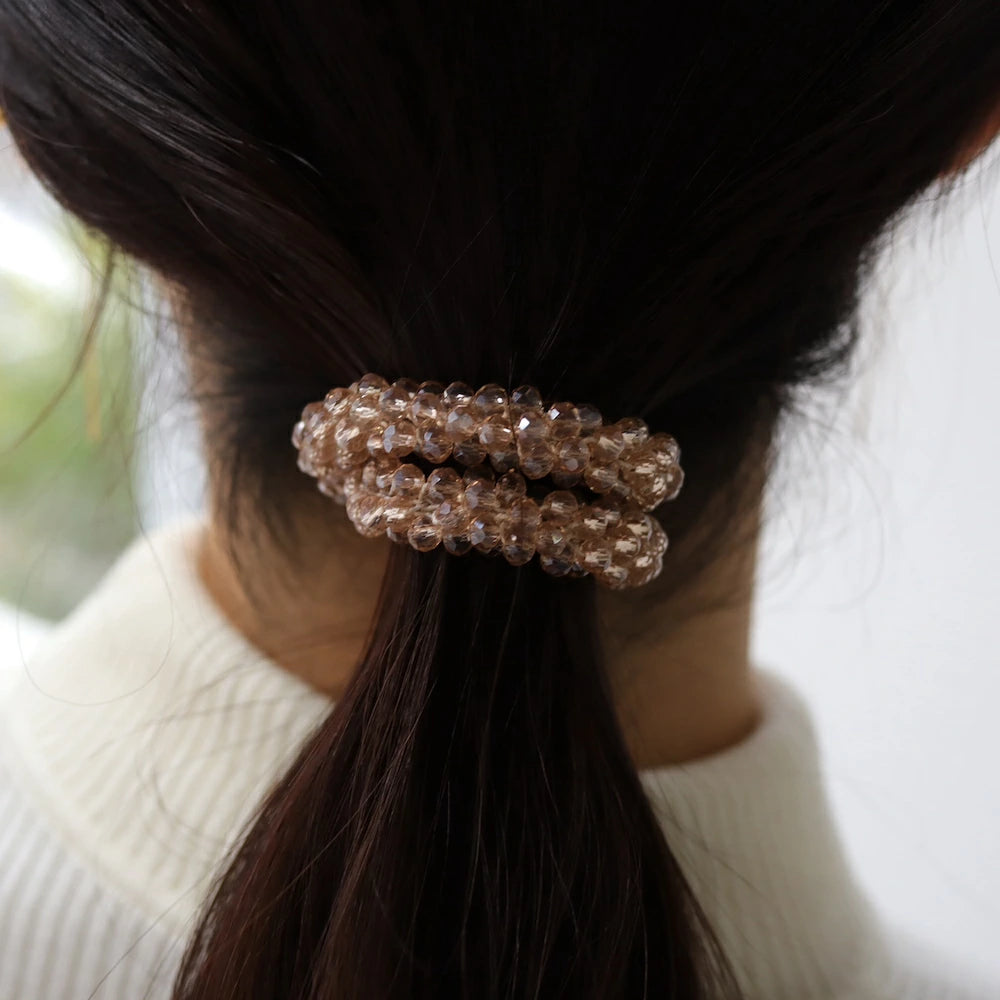 H028 crystal glass beads scrunchie