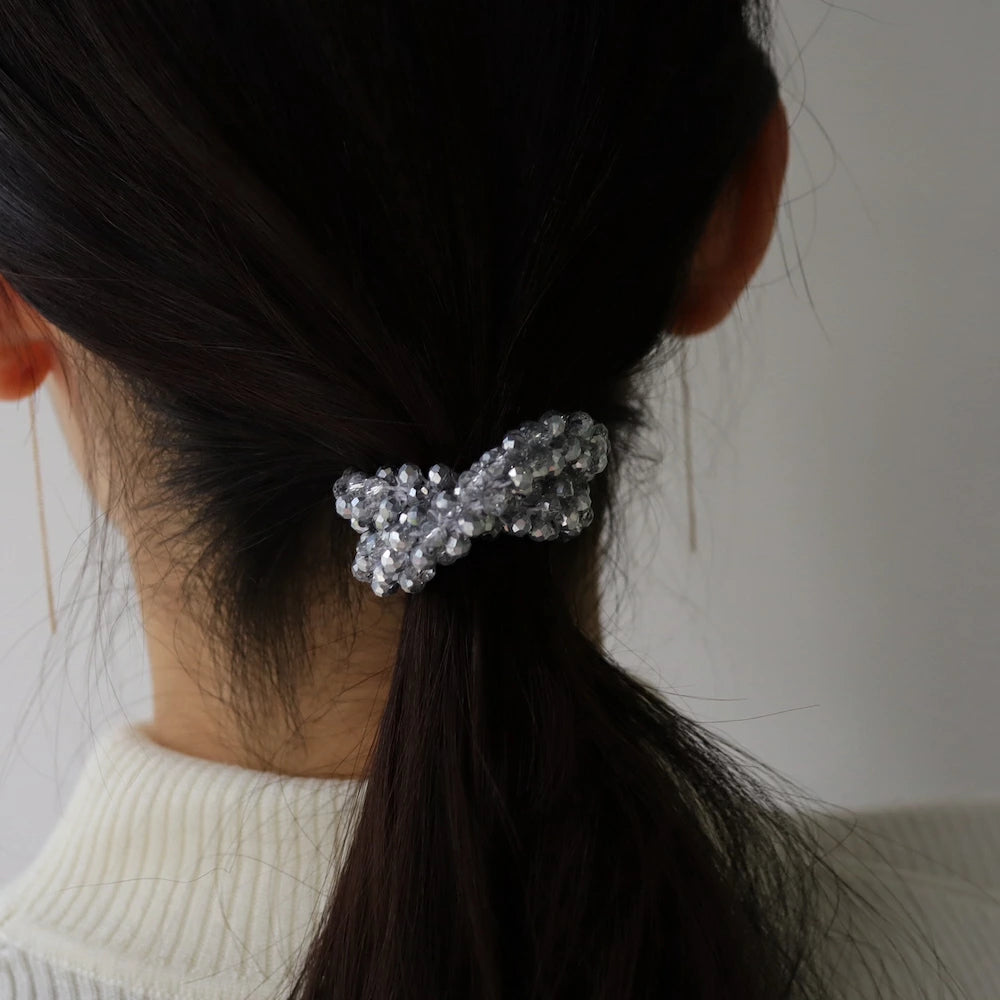 H028 crystal glass beads scrunchie