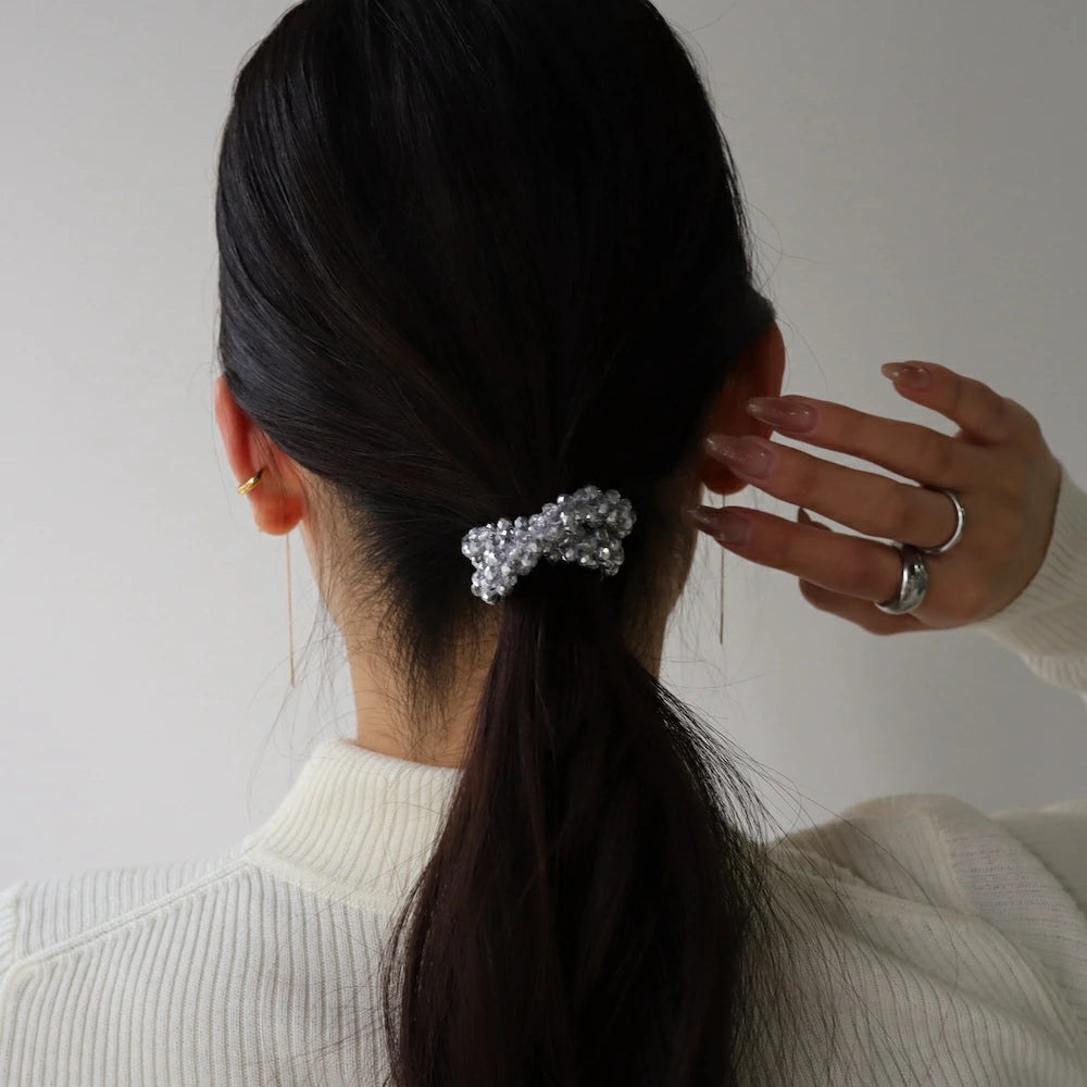 H028 crystal glass beads scrunchie