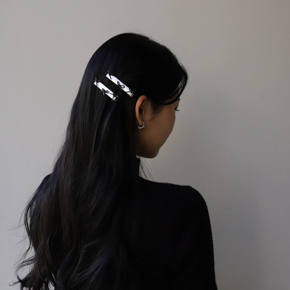 H026 ribbon hair clip 2 pieces