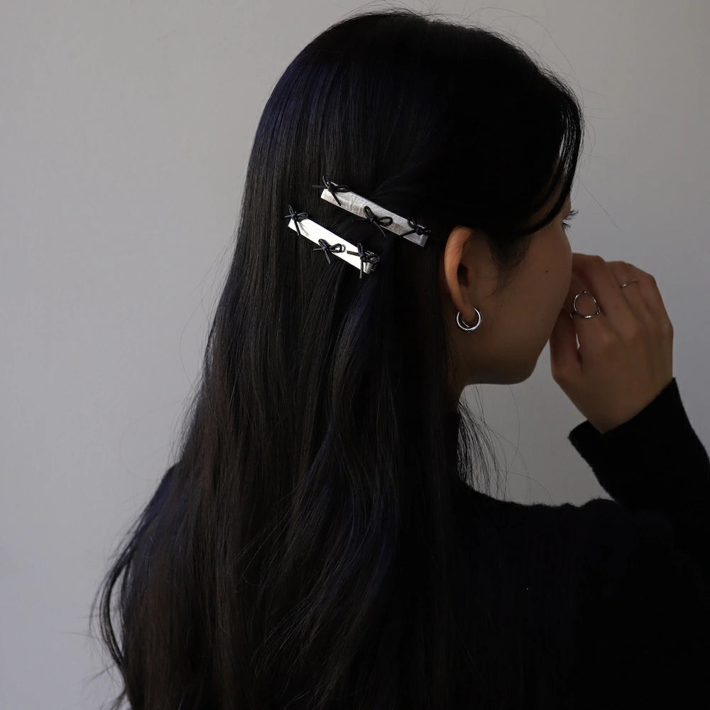 H026 ribbon hair clip 2 pieces