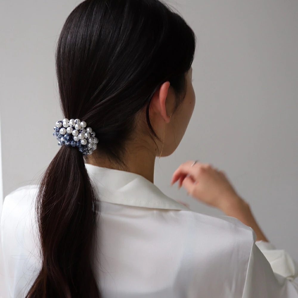 H027 pearl bijou scrunchie