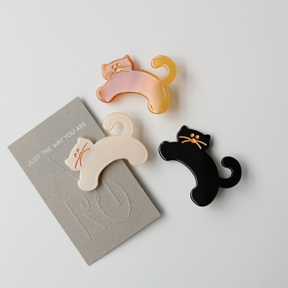 H048ヘアアクセサリーヘアピンヘアクリップ猫前髪クリップ髪留めレディースシンプルおしゃれオケージョンヘアアレンジブラックブラウンアイボリージュエリーajiro