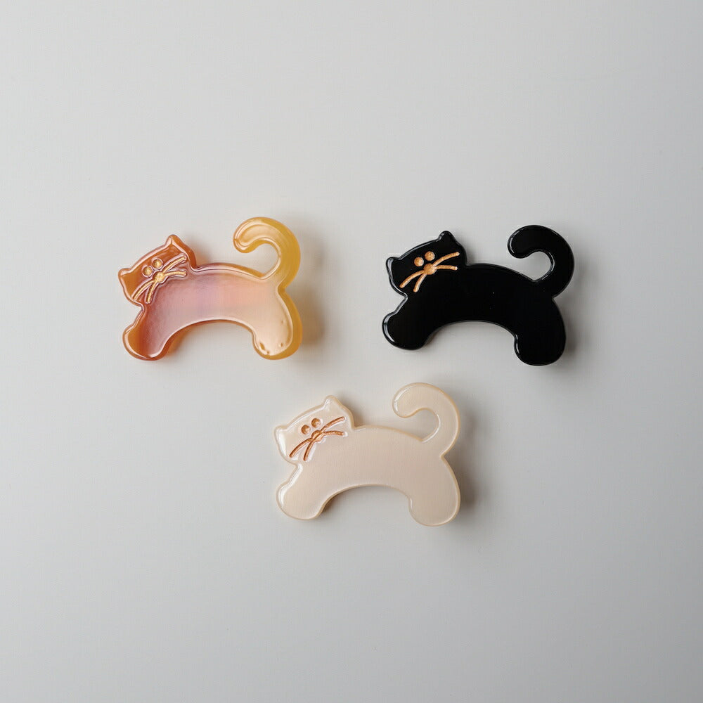 H048ヘアアクセサリーヘアピンヘアクリップ猫前髪クリップ髪留めレディースシンプルおしゃれオケージョンヘアアレンジブラックブラウンアイボリージュエリーajiro