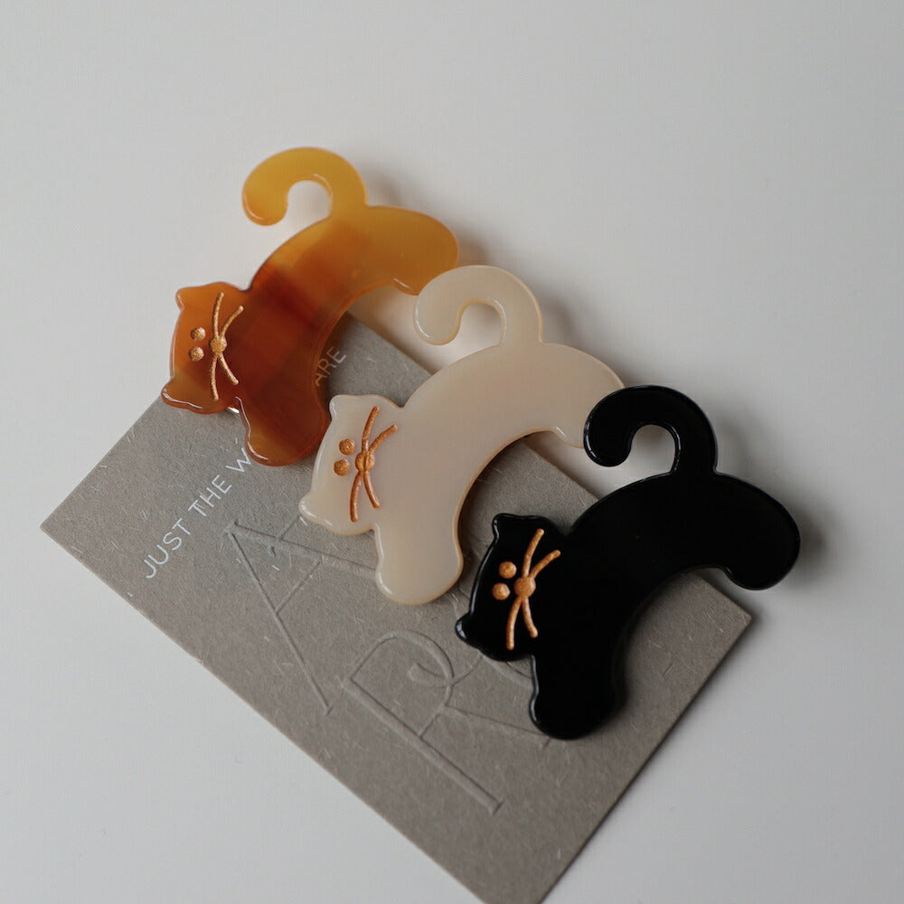 H048ヘアアクセサリーヘアピンヘアクリップ猫前髪クリップ髪留めレディースシンプルおしゃれオケージョンヘアアレンジブラックブラウンアイボリージュエリーajiro