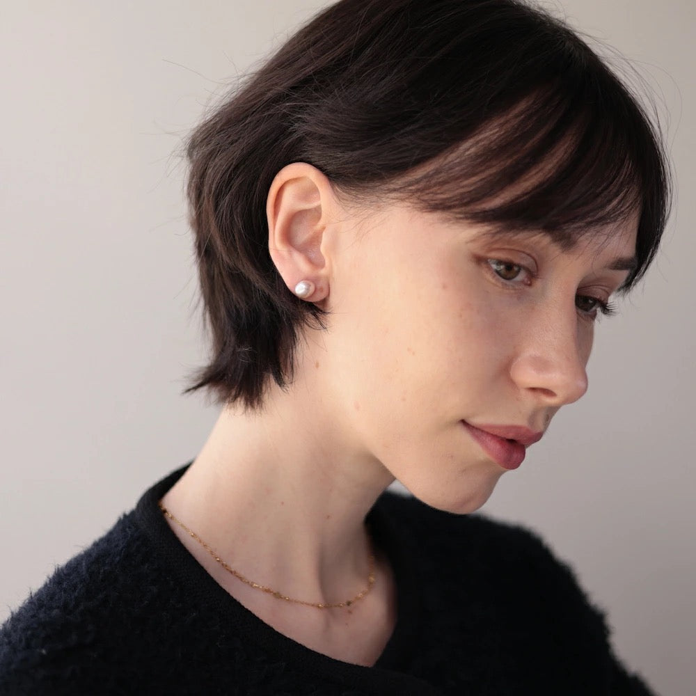 P342 stainless freshwater pearl pierce