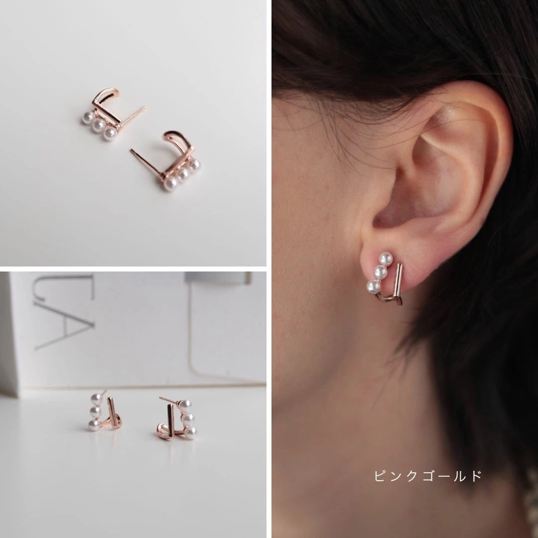 P444 triangle pearl pierce/earring