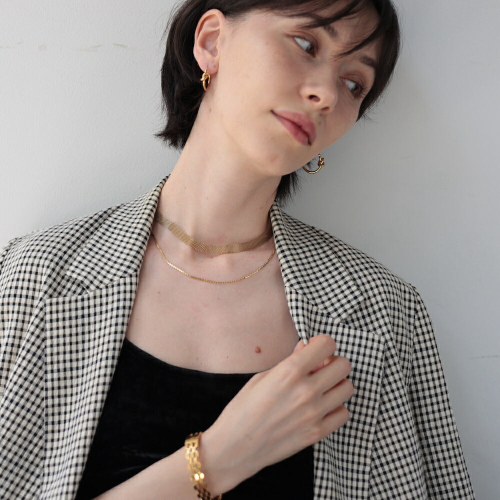 N277ネックレスサージカルステンレスダブルチェーン二重大ぶり幅広ゴールドレディース女性金属アレルギー対応個性おしゃれゴージャスアジャスター付き調整可能デイリー使いギフトプレゼント