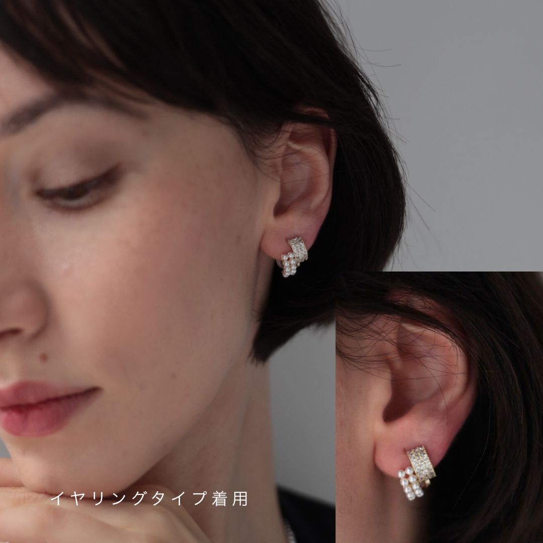 P050ピアスイヤリングパールジルコニアシェルキルティングキラキラ高見えゴールド上品大人レディース女性プレゼントギフトオフィス入学式卒業式結婚式フォーマルセレモニー華奢エレガント華やか