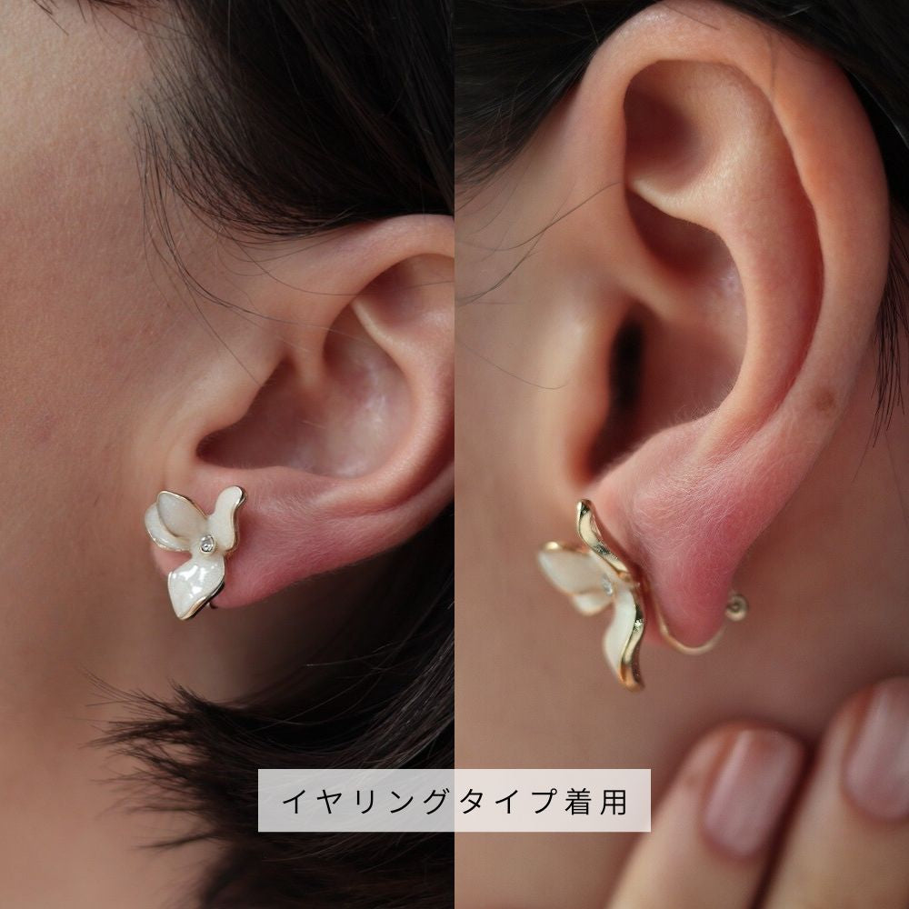 P248ピアスイヤリングフラワー花ホワイト痛くない金属アレルギー対応ニッケルフリーつけっぱなしゴールドシンプル上品高見え大人キレイめ可愛い人気レディース女性ギフトプレゼントデイリーオフィスお呼ばれセレモニー