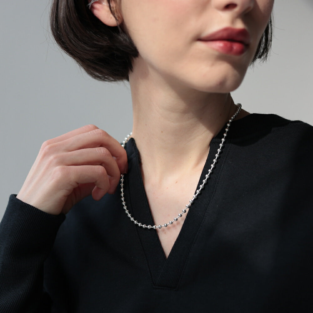 N031ネックレスsilver925シルバーボールチェーンシンプル調節可能フリーサイズアレンジ自在レディース女性デイリー重ね付けギフトプレゼントトレンドアクセサリー
