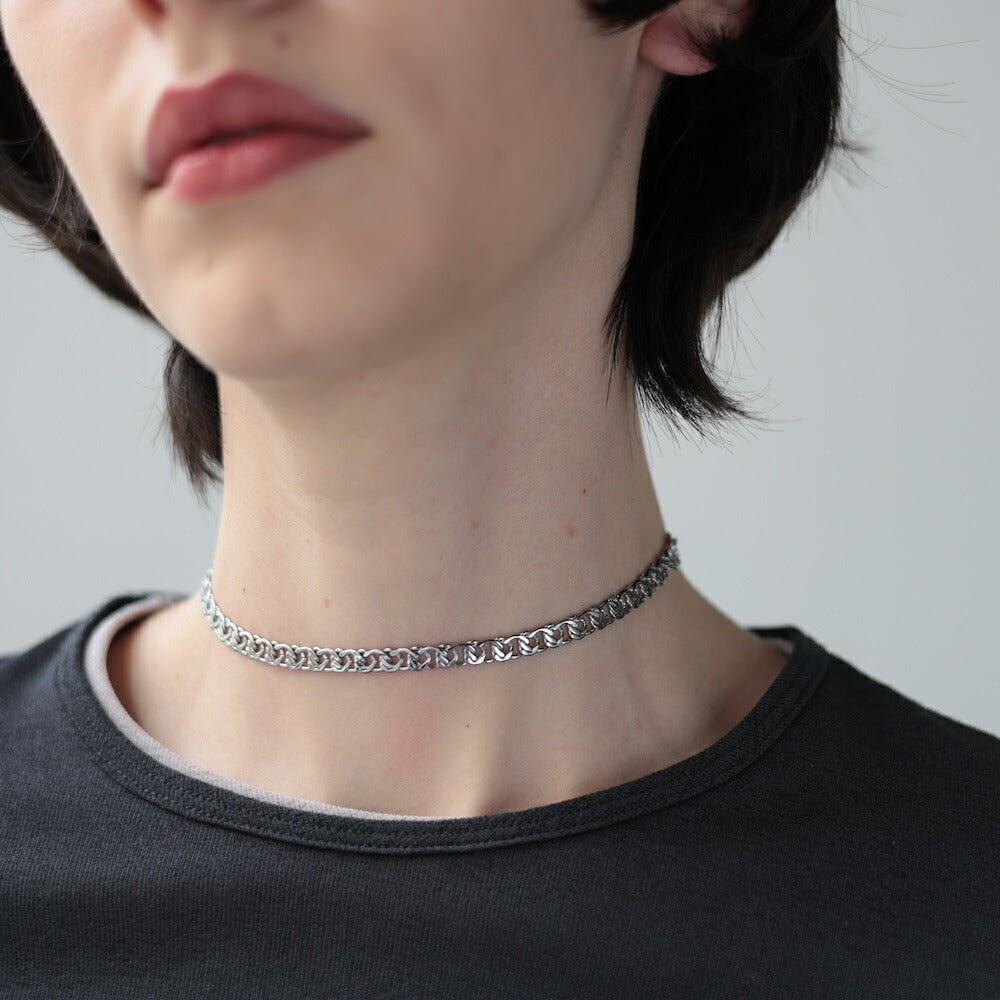 N042ネックレスチョーカーサージカルステンレス金属アレルギー対応ゴールドシルバーチェーン幅広レディース女性おしゃれ人気付けっぱなし錆びないk18コーティング調整可能ギフトプレゼント