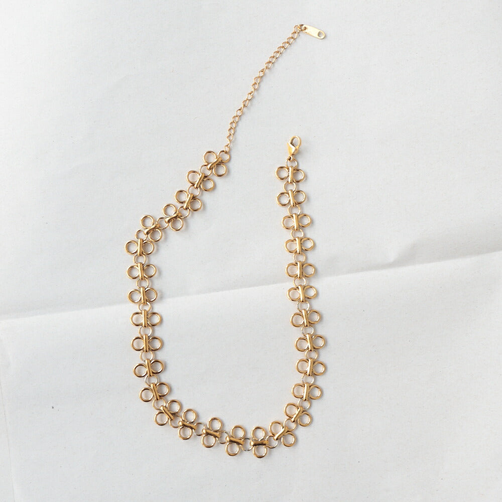 N068ネックレスサージカルステンレス金属アレルギー対応ゴールドレディースおしゃれユニークデザインチョーカー首元アクセK18コーティング錆びない軽量人気ギフトプレゼント女性高見えジュエリーシンプル個性トレンド