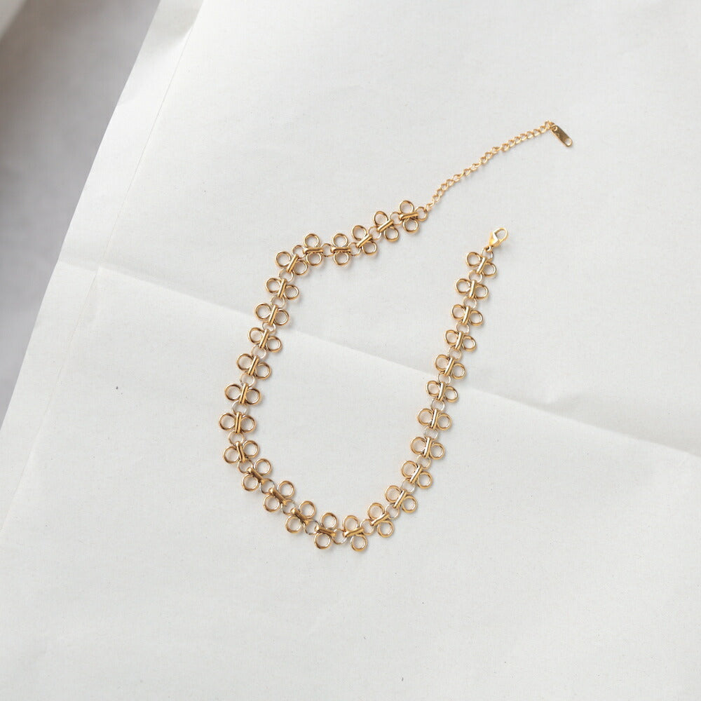 N068ネックレスサージカルステンレス金属アレルギー対応ゴールドレディースおしゃれユニークデザインチョーカー首元アクセK18コーティング錆びない軽量人気ギフトプレゼント女性高見えジュエリーシンプル個性トレンド