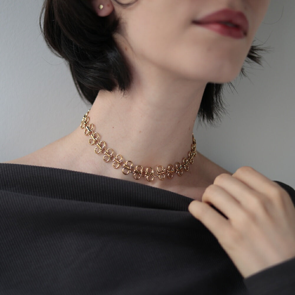 N068ネックレスサージカルステンレス金属アレルギー対応ゴールドレディースおしゃれユニークデザインチョーカー首元アクセK18コーティング錆びない軽量人気ギフトプレゼント女性高見えジュエリーシンプル個性トレンド