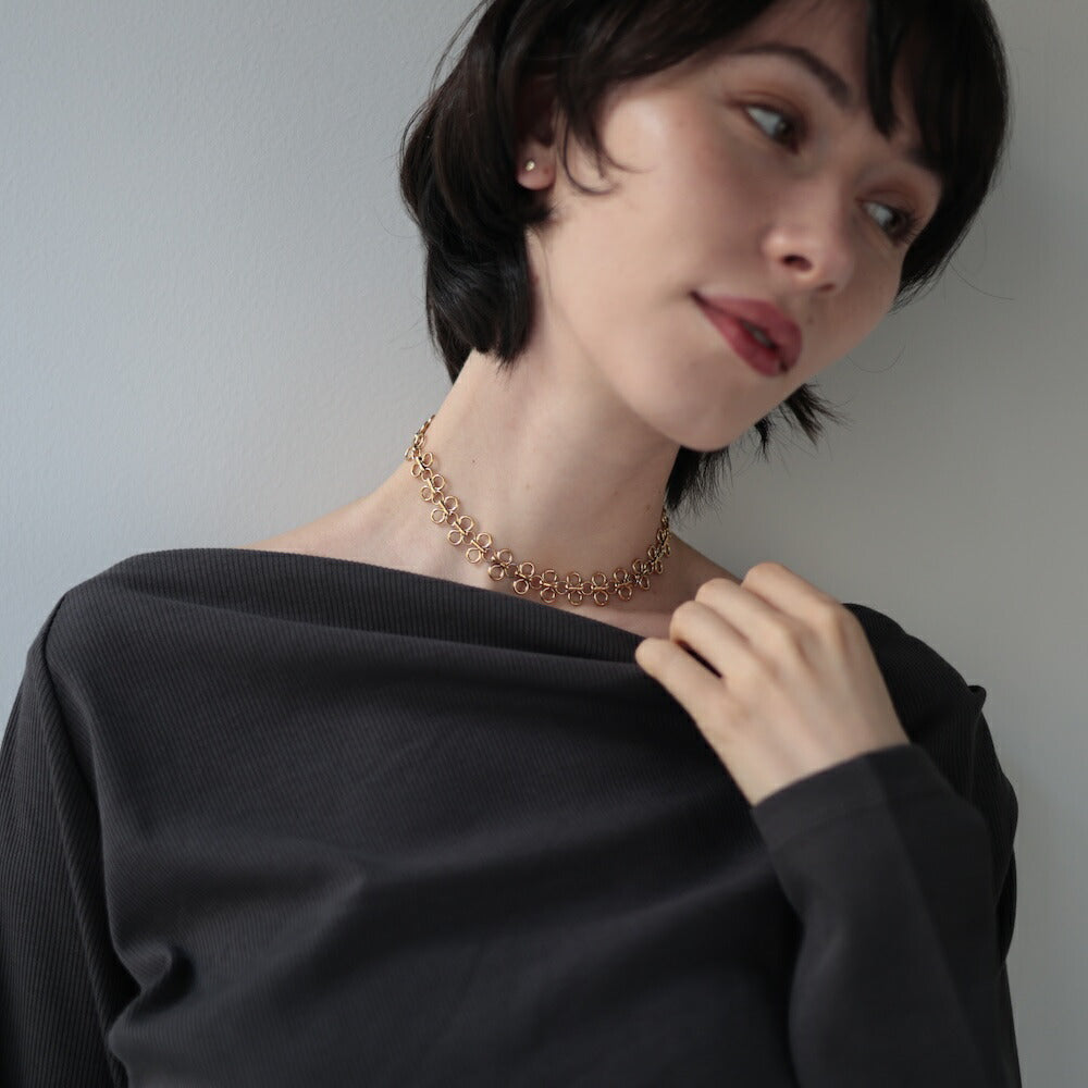 N068ネックレスサージカルステンレス金属アレルギー対応ゴールドレディースおしゃれユニークデザインチョーカー首元アクセK18コーティング錆びない軽量人気ギフトプレゼント女性高見えジュエリーシンプル個性トレンド