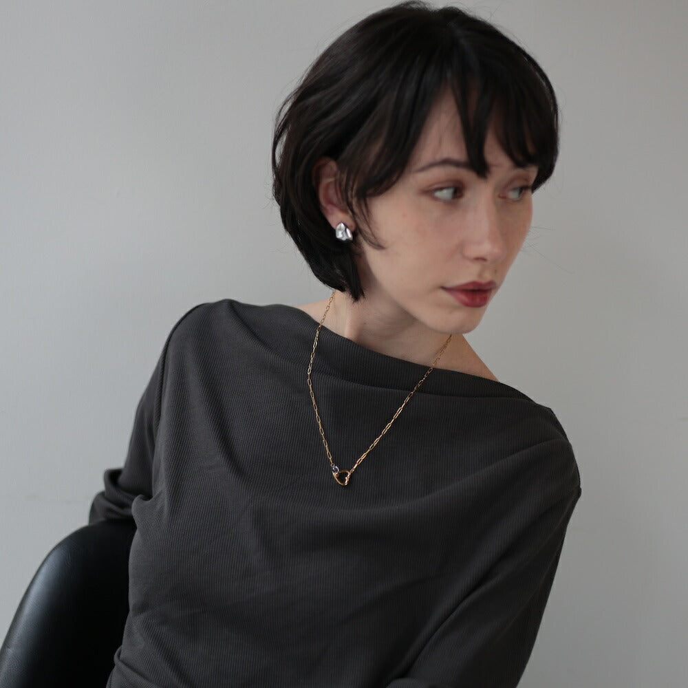 N103ネックレスサージカルステンレス金属アレルギー対応長あずきチェーンハートゴールドバイカラーおしゃれレディース女性人気錆びない付けっぱなし軽量上品ギフトプレゼントジュエリーK18コーティングシンプル高見え