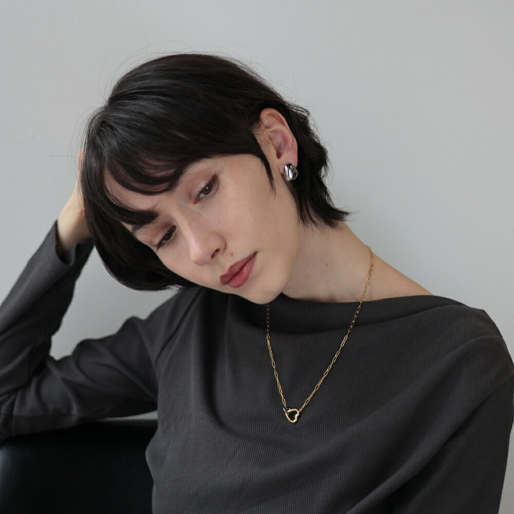 N103ネックレスサージカルステンレス金属アレルギー対応長あずきチェーンハートゴールドバイカラーおしゃれレディース女性人気錆びない付けっぱなし軽量上品ギフトプレゼントジュエリーK18コーティングシンプル高見え