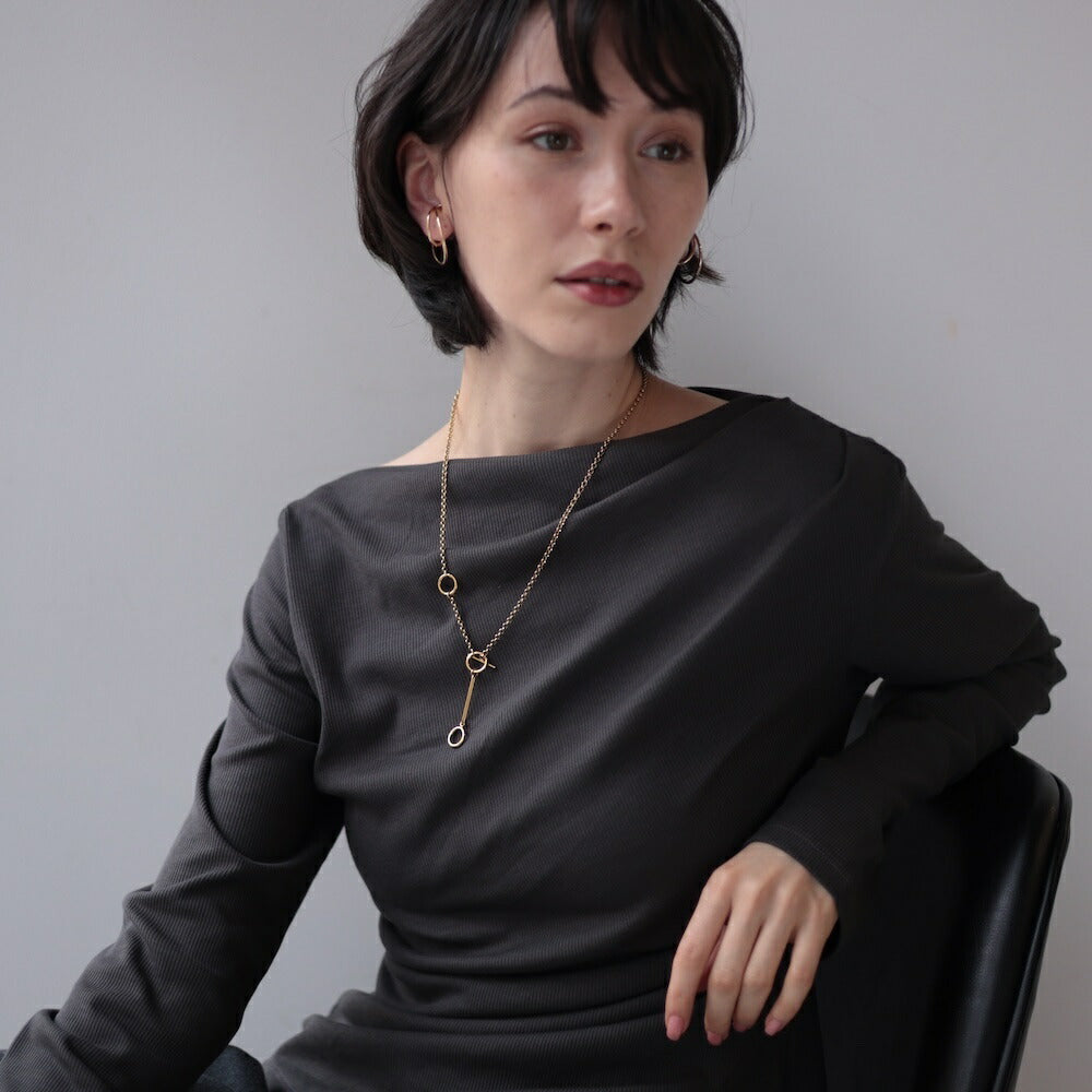 N105ネックレスサージカルステンレス金属アレルギー対応ラリエットゴールドシルバーチェーンおしゃれレディース女性人気錆びない上品デザインギフトプレゼントジュエリーK18コーティング高見えトレンドシンプル調節可能