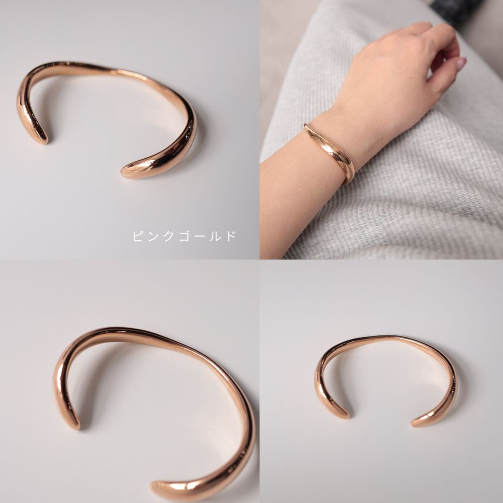 【980円OFFクーポン配布中】N213バングルサージカルステンレス金属アレルギー対応調節可能ぷっくり高級感高見え錆びないおしゃれ個性シンプルウェーブレディース女性ギフトプレゼントデイリー大ぶり人気高レビュー