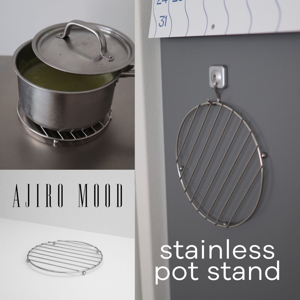 ステンレス鍋敷き鍋敷きステンレストリベットおしゃれ北欧韓国インテリア耐熱壁掛け収納ラウンドスクエアキッチン雑貨ポットスタンド鍋置き