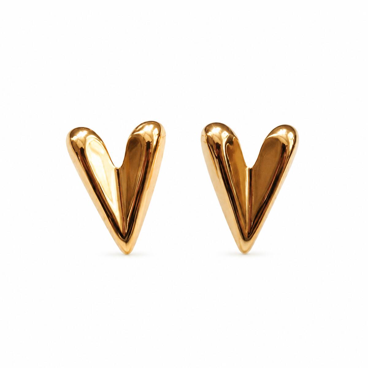 P488 Pierce Ladies Heart Hypoallergenic Surgical Stainless Steel K18 Gold Silver Gift