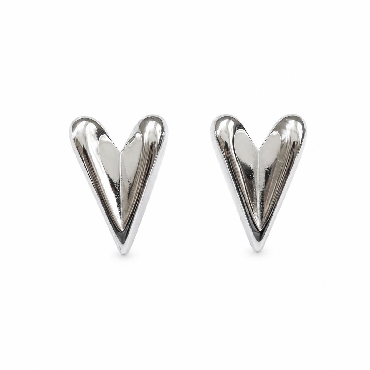 P488 Pierce Ladies Heart Hypoallergenic Surgical Stainless Steel K18 Gold Silver Gift