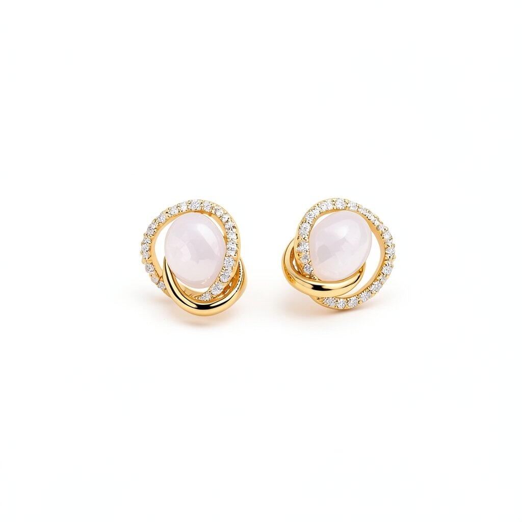 P032 Pierce Earrings Delicate Design Gold Minimal Gift Stylish Ladies 2