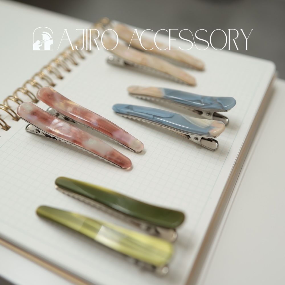 【2点セット】H019ヘアピンマーブル柄レディースアクリルヘアアクセサリー髪留め前髪サイド留めスリムニュアンスカラー大人かわいいおしゃれシンプルきれいめカジュアルデイリーヘアアレンジプレゼント