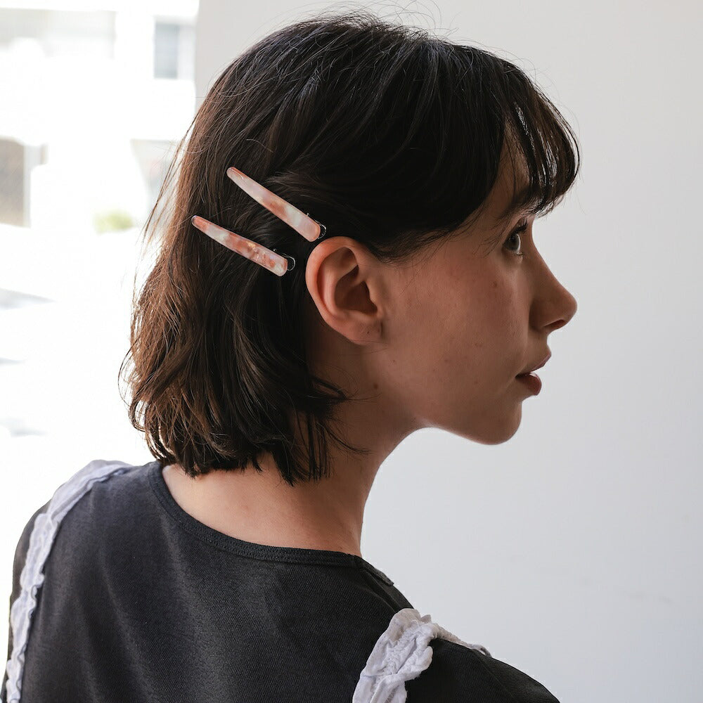 【2点セット】H019ヘアピンマーブル柄レディースアクリルヘアアクセサリー髪留め前髪サイド留めスリムニュアンスカラー大人かわいいおしゃれシンプルきれいめカジュアルデイリーヘアアレンジプレゼント