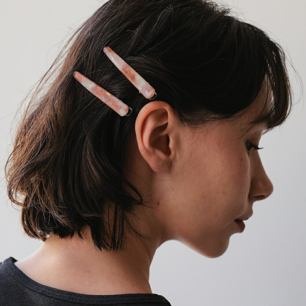 【2点セット】H019ヘアピンマーブル柄レディースアクリルヘアアクセサリー髪留め前髪サイド留めスリムニュアンスカラー大人かわいいおしゃれシンプルきれいめカジュアルデイリーヘアアレンジプレゼント