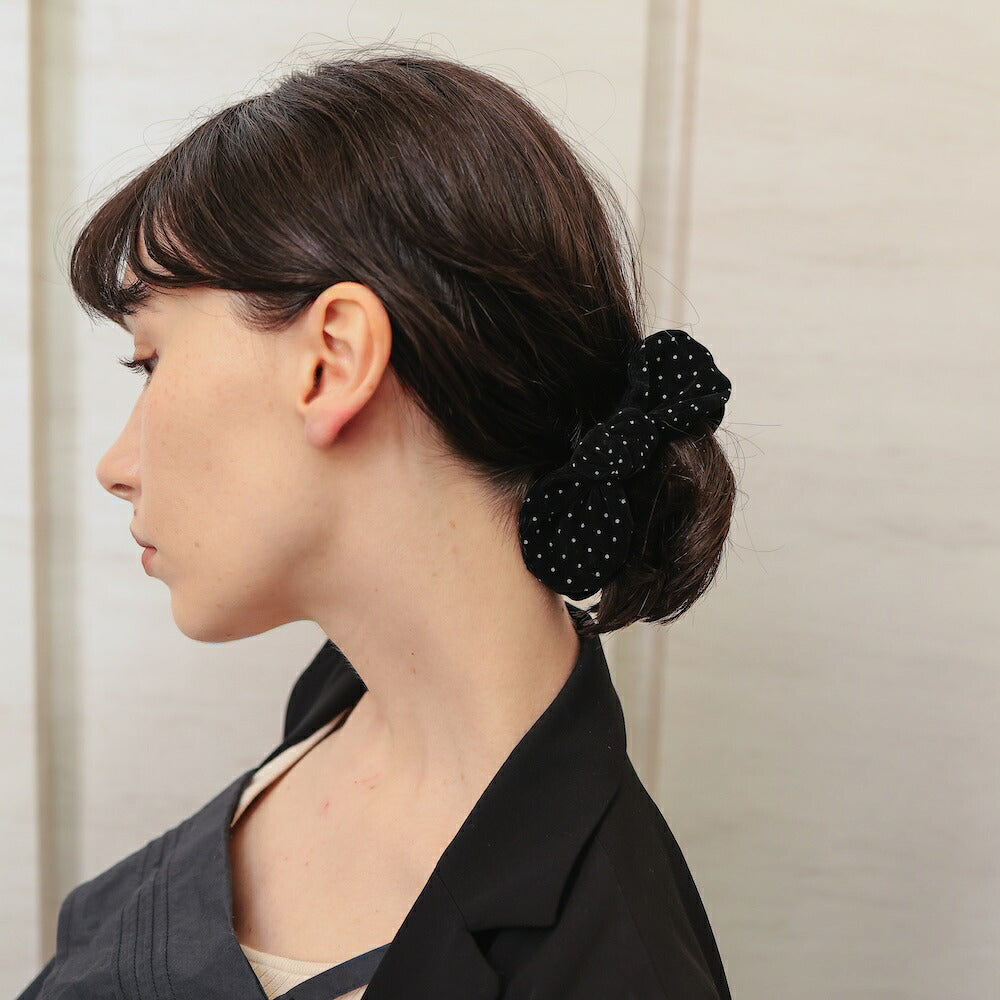 H038ヘアクリップベロアリボンドット柄バナナクリップレディースブラック大きめまとめ髪ヘアアクセサリー大人上品きれいめオフィスカジュアルデイリーおしゃれヘアアレンジプレゼント