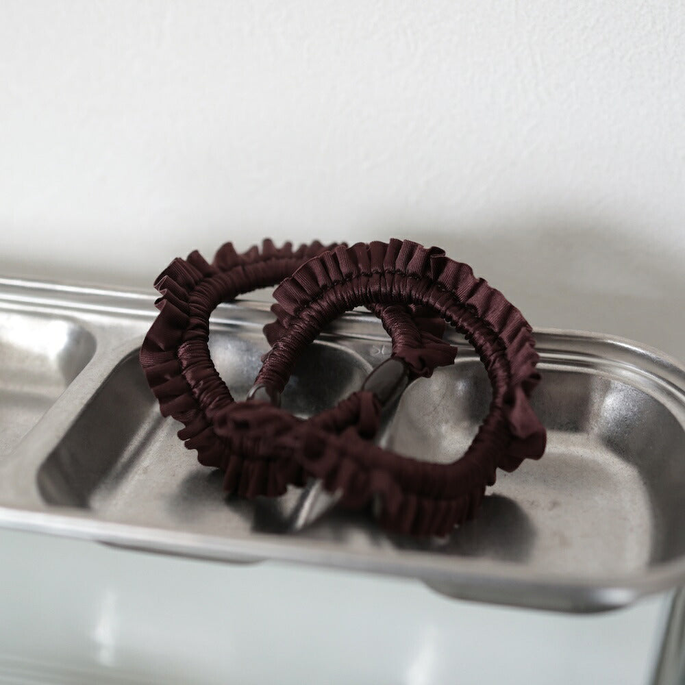 【2点セット】H018ヘアゴムミニフリルシュシュレディースヘアアクセサリー光沢大人可愛いおしゃれシンプルまとめ髪ポニーテールお団子普段使いオフィスブラックブラウンピンクギフト