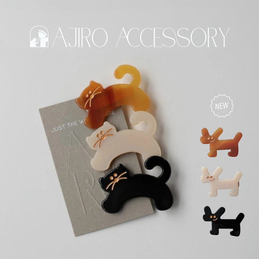【980円OFFクーポン発行中】H048ヘアアクセサリーヘアピンヘアクリップ猫犬前髪クリップ髪留めレディースシンプルおしゃれオケージョンヘアアレンジブラックベッコウアイボリーバリュージュエリー