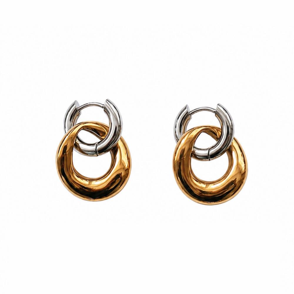 P496 Pierce Ring Ladies 2way Hypoallergenic Surgical Stainless Steel K18 Gold Silver