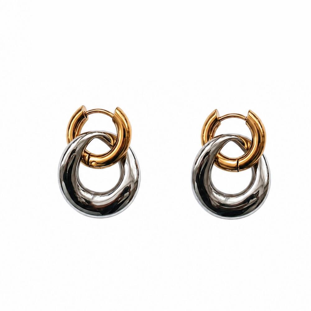 P496 Pierce Ring Ladies 2way Hypoallergenic Surgical Stainless Steel K18 Gold Silver