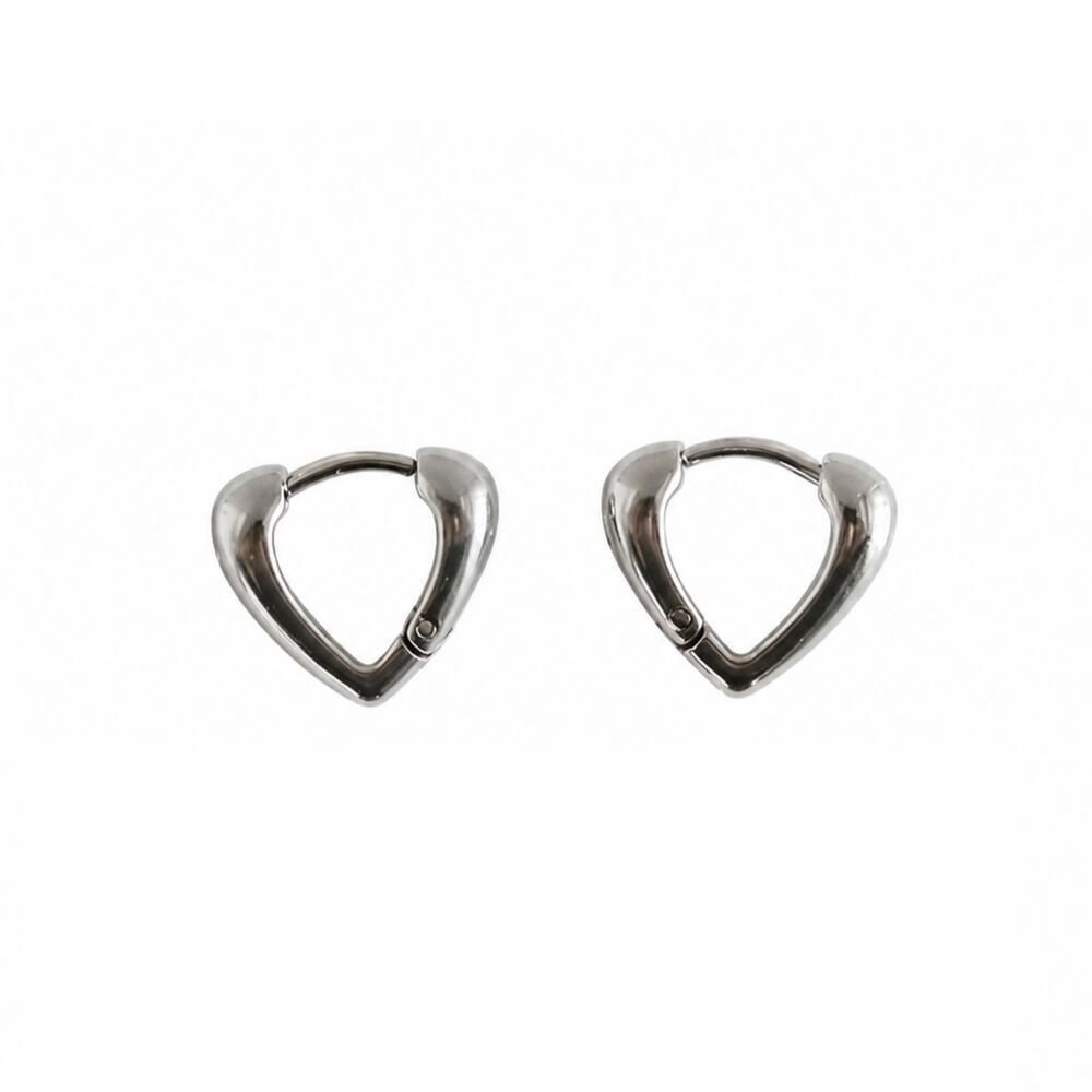 P498 Pierce Heart Ladies Hypoallergenic Surgical Stainless Steel K18 Gold Silver Lightweight Minimal Gift