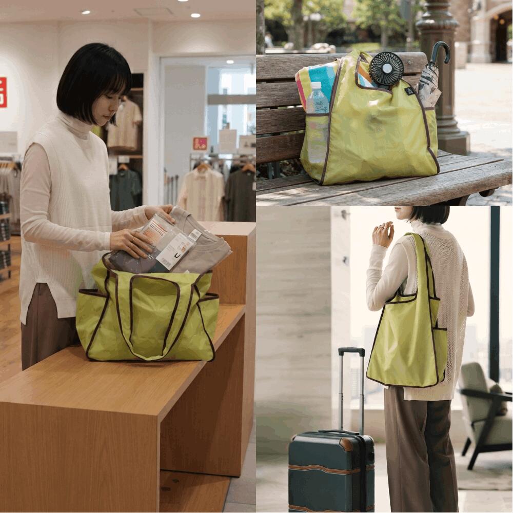 【最大20%OFFクーポン配布】～8/1101:59エコバッグ折りたたみおしゃれバイカラー大容量撥水軽量コンパクト収納トートバッグサブバッグ持ち歩きコンビニバッグマチ広ショッピングバッグレディース普段使い洗える携帯用