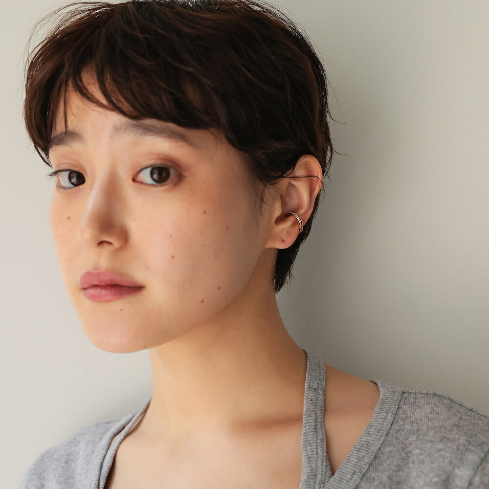 C018（片耳販売）イヤーカフ調整可能痛くない落とさないステンレスアクセサリージョイントイヤーカフ金アレ対応ゴールドキラキラジルコニアシンプルおしゃれ華奢イヤカフギフトプレゼント女性レディース