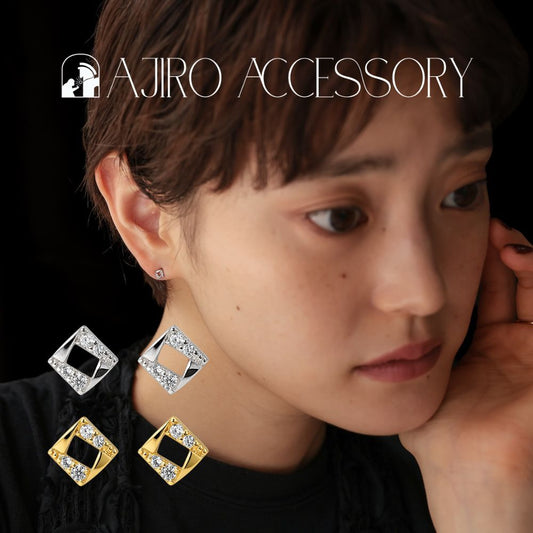 P364ピアスイヤリングsilver925デザインジルコニアスクエアミニピアスシンプルユニーク華奢上品オフィス結婚式卒業式入学式フォーマルセレモニーギフトプレゼント女性レディース小ぶり高見えオケージョン