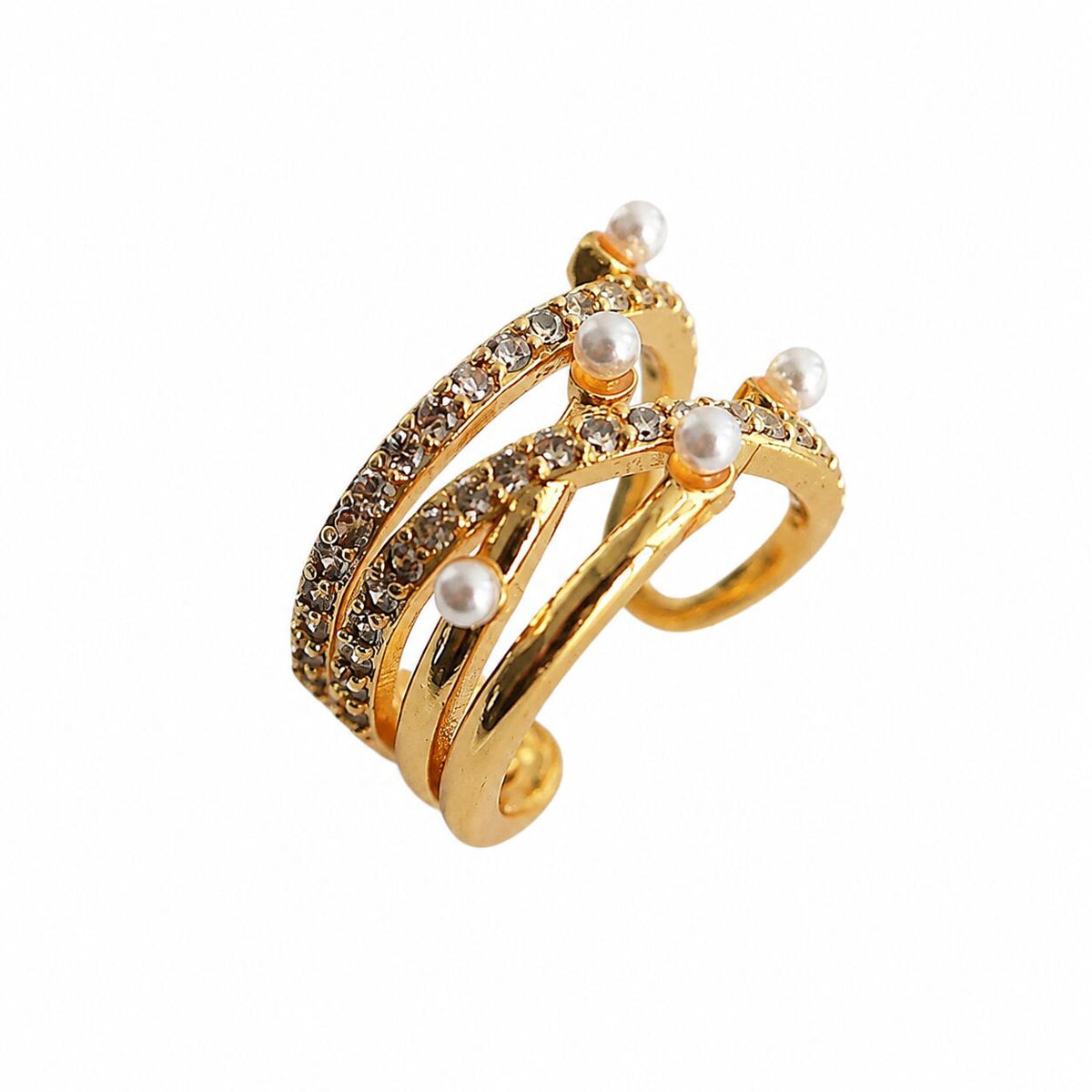 C022 Ear Cuff Pearl Ladies Hypoallergenic K18 Gold Silver Earrings Lightweight
